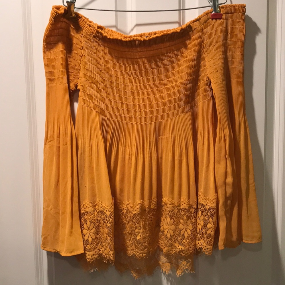 Mustard yellow off the shoulder top